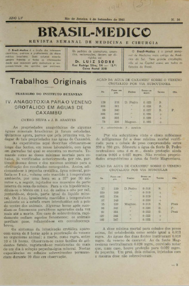 [Periódico] O Brazil-Medico : revista semanal de medicina e cirurgia, v. 55, P3, set-dez, 1941