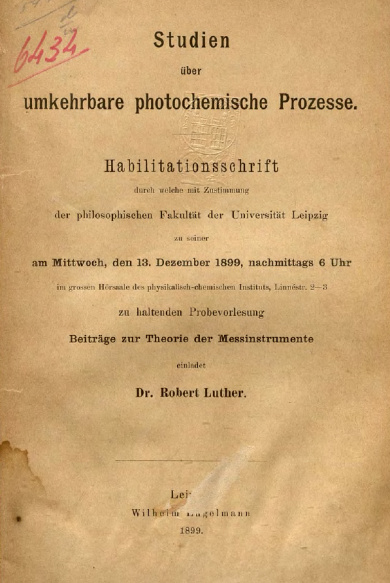 Studien über umkehrbare photochemische.1899 prozesse.