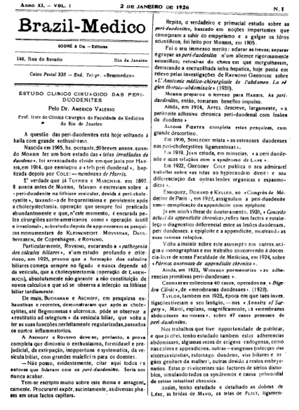 [Periódico] O Brazil-Medico : revista semanal de medicina e cirurgia, v. 40, P1, 1926