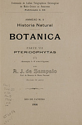 Historia Natural. Parte VII, Pteridophytas (I) : Botanica.  Publ. 33, v. 33, 1916