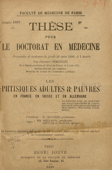 Les phtisiques adults e pouvres.1898