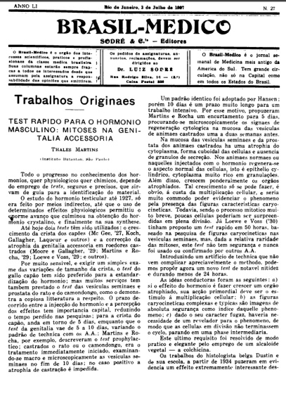 [Periódico] O Brazil-Medico : revista semanal de medicina e cirurgia, v. 51, P1, jan-jun, 1937