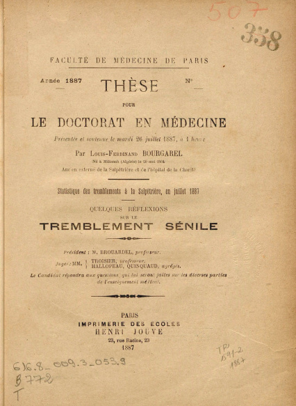 Quelques réflexions sur le tremblement sénile. 1887