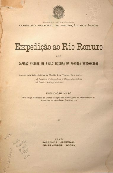Expedição ao Rio Ronuro. Publ. 90 V. 90 1945