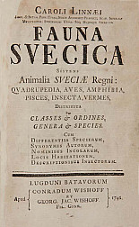 Fauna Svecica, Sistens Animalia Sveciae Regni...Distributa per classes & ordines, genera & species.