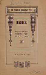 Discurso pronunciado na Academia Brazileira de Letras (26 de junho de 1913). 1913