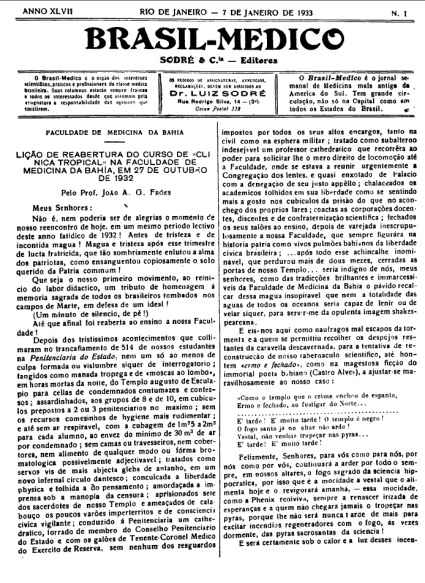 [Periódico] O Brazil-Medico : revista semanal de medicina e cirurgia, v. 47, P1, jan-jun, 1933
