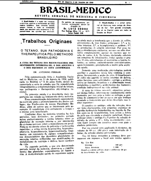 [Periódico] O Brazil-Medico : revista semanal de medicina e cirurgia, v. 54, 1940