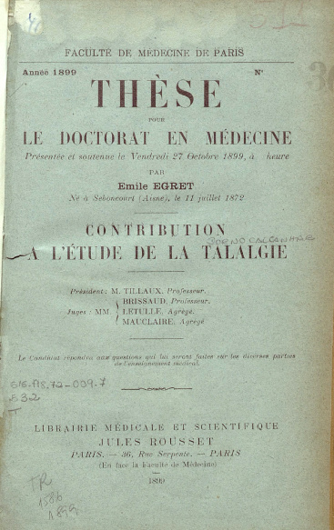 Contribution l'étude de la talalgie.1899