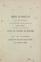 Anais da Academia de Medicina do Rio de Janeiro. Índice alfabético. 1831