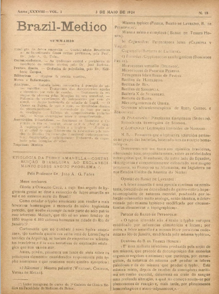 [Periódico] O Brazil-Medico : revista semanal de medicina e cirurgia, v. 38, P2, maio-jun, 1924