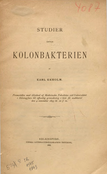 Studier ofver kolonbakterien. 1893