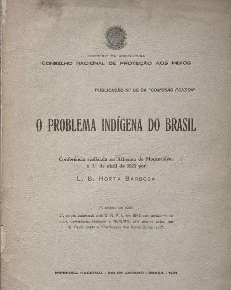 O problema indígena do Brasil. Publ. 88, 1926