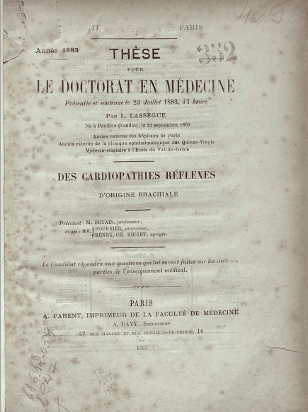 Des Cardiopathies réflexes d’origine brachiale. 1883
