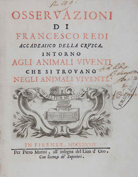 Osservazioni di Francescio Redi... : intorno agli Animalia viventi che si trovano negli Animali vive