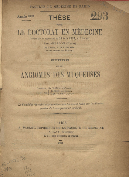 Angiomes des muqueuses.1883