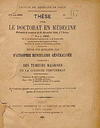 Étude sur quelques cas d'atrophie musculaire généralisée consécutive a des tumeurs malignes de la colonne vertébrale.1884