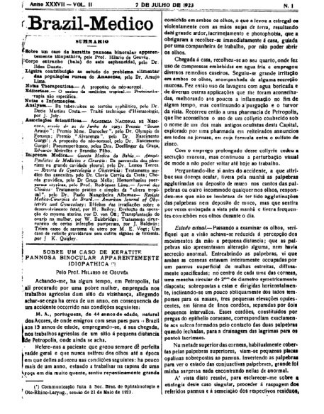 [Periódico] O Brazil-Medico : revista semanal de medicina e cirurgia, v. 37, P2, 1923