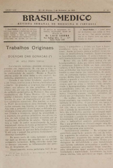 [Periódico] O Brazil-Medico : revista semanal de medicina e cirurgia, v. 53, P3, set-dez, 1939