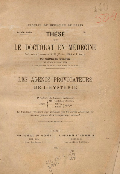 Les agents provocateurs de l'hystérie.1889