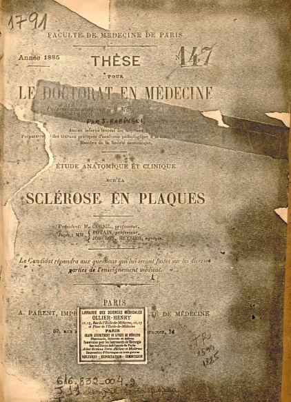 Étude anatomique et clinique sur la sclérose en plaques