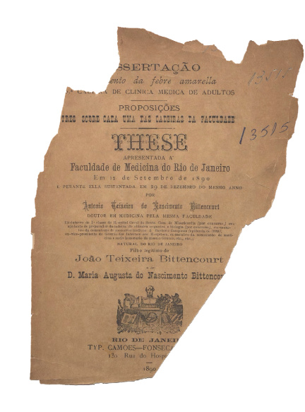 Tratamento da febre amarella .1890
