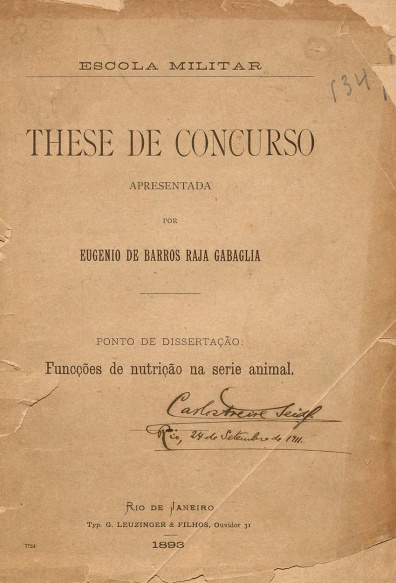 Funcções de nutrição na serie animal.1893