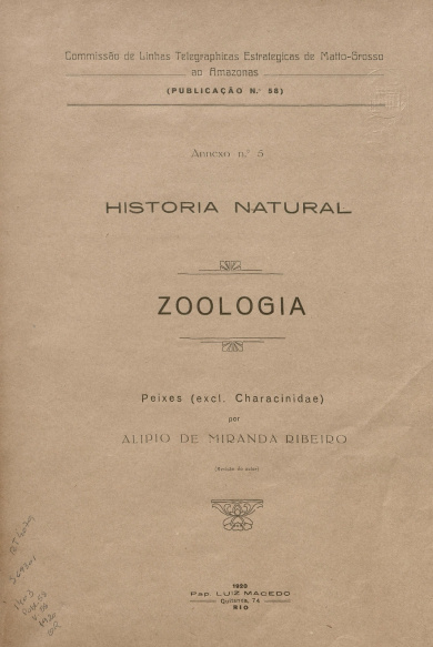 Historia Natural:: Zoologia: Peixes. Publ. 58 V. 58, 1920