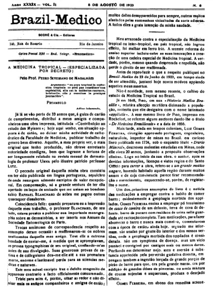 [Periódico] O Brazil-Medico : revista semanal de medicina e cirurgia, v. 39, P2, 1925
