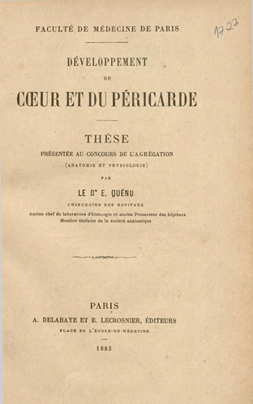 Développement du Coeur et du péricarde.1883
