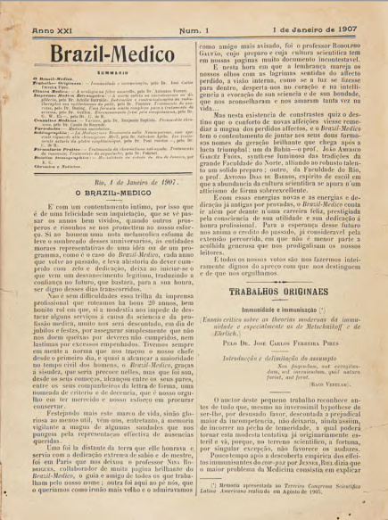 [Periódico] O Brazil-Medico : revista semanal de medicina e cirurgia, v. 21, P1, jan-jun, 1907