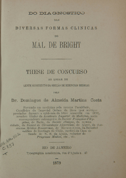 Do diagnostico das diversas formas clinicas do Mal de Bright . 1879