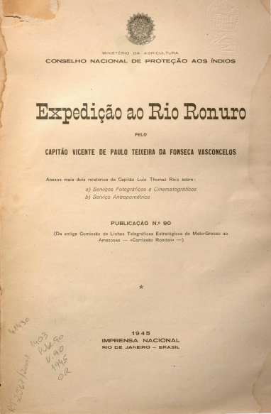 Expedição ao Rio Ronuro. Publ. 90 V. 90 1945
