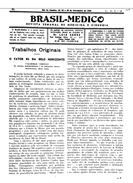 [Periódico] O Brazil-Medico : revista semanal de medicina e cirurgia, v. 60, 1946
