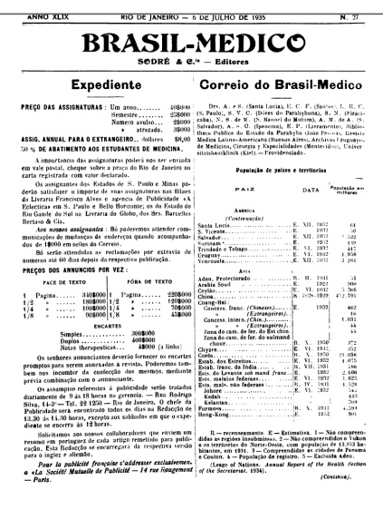 [Periódico] O Brazil-Medico : revista semanal de medicina e cirurgia, v. 49, P2, jul-dez, 1935