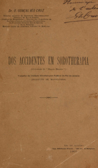 Dos accidentes em sorotherapia. 1902