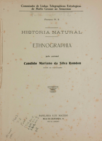 História Natural : Ethnografia. Publ. 2, v. 2, annexo 5 de 1910, annexo 1 de 1909