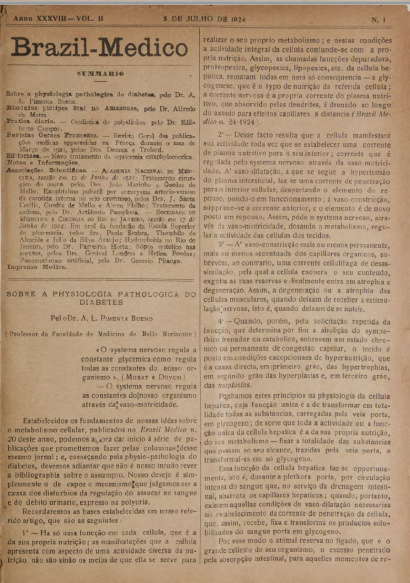 [Periódico] O Brazil-Medico : revista semanal de medicina e cirurgia, v. 38, P3, jul-set, 1924