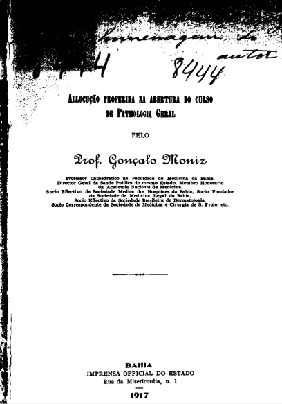 Allocução proferida na abertura do curso de pathologia geral.1917