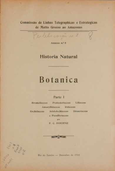 História Natural : Botanica . V.8, Publ. 8 1910
