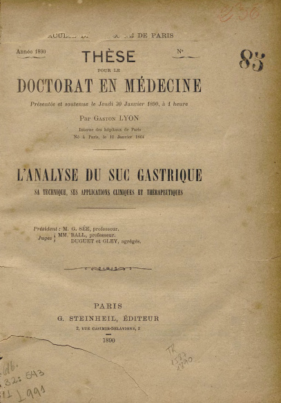 L'analyse du sug gastrique.1890