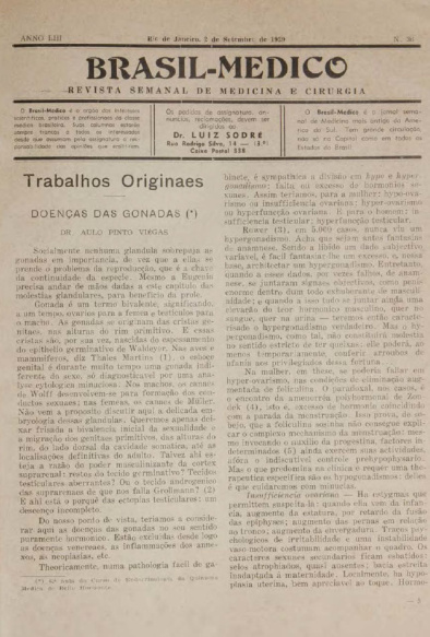 [Periódico] O Brazil-Medico : revista semanal de medicina e cirurgia, v. 53, P3, set-dez, 1939