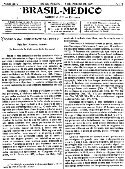 [Periódico] O Brazil-Medico : revista semanal de medicina e cirurgia, v. 44, P1, jan-jun, 1930