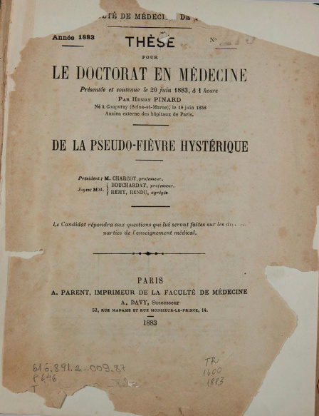 De la pseudo-fièvre hystérique .1883