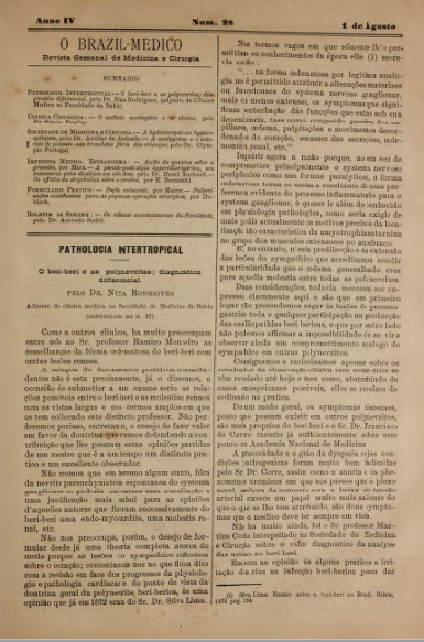[Periódico] O Brazil-Medico : revista semanal de medicina e cirurgia, v. 4, P2, 1890